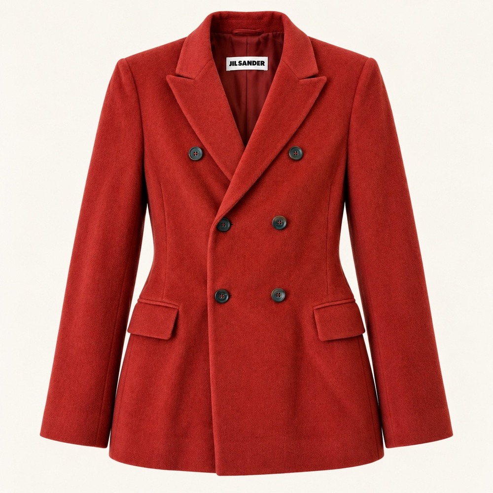 Jil Sander Wool Angora Double Breasted Blazer Jacket Women 36 Red Orange